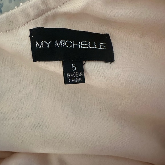 My Michelle Blush Pink Lace Sequin Gown – Size 5 - Picture 13 of 15